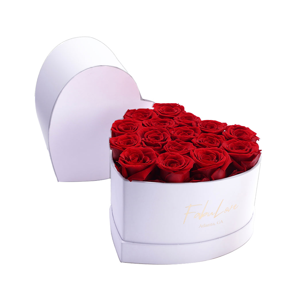 Ramo de rosas eternas en forma de corazón – FabuLove