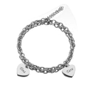 Personalized Heart Engraved Bracelet - With 1-5 Charms