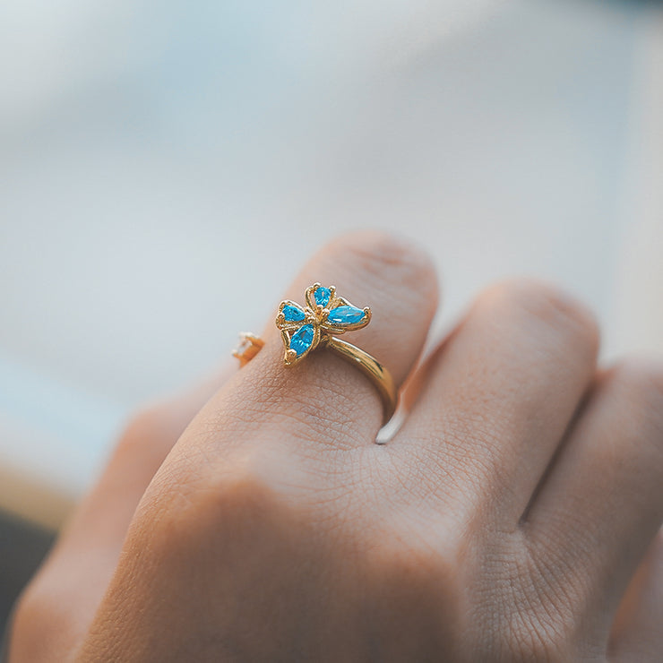 Bague papillon bleu