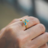 Bague papillon bleu