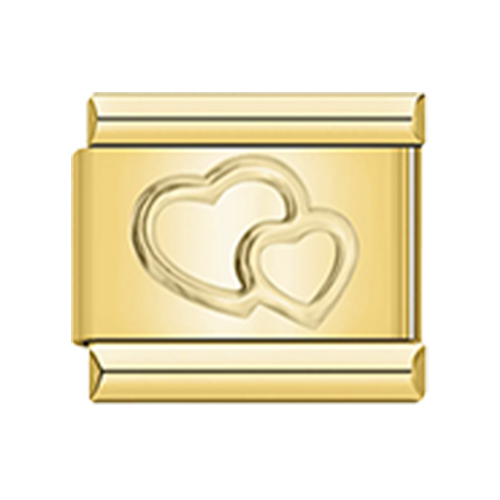 Double hearts on gold