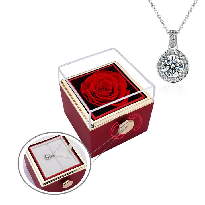 Eternal Rose Box - W/ S925 Necklace & Real Rose