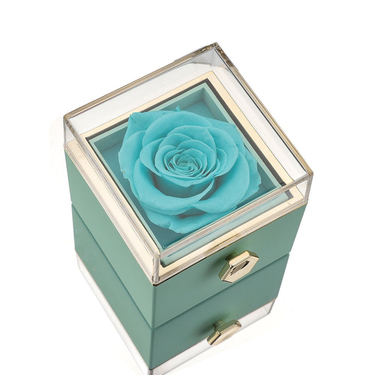 Pudełko Z Wiecznymi Różami - Z Pierścionkiem S925 I Prawdziwą Różą