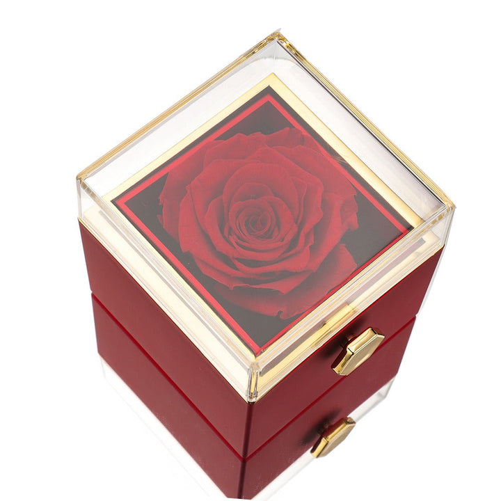 Eternal Rose Box Gift Bundle - W/ Engraved Necklace