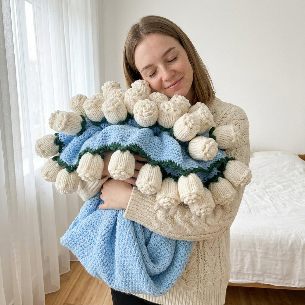 FabuLove Knitted Bouquet Blanket