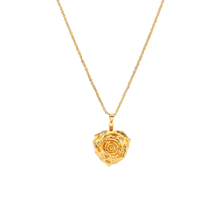 Collier avec pendentif en véritable rose