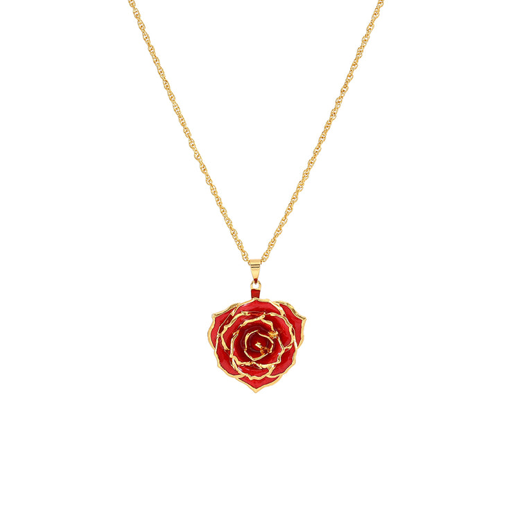 Collier avec pendentif en véritable rose