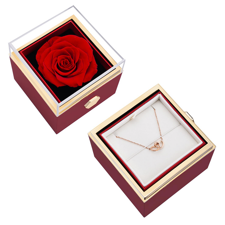 Permanent Roses Box Eternal Rose Box - W/ Engraved Necklace & Real Rose – FabuLove