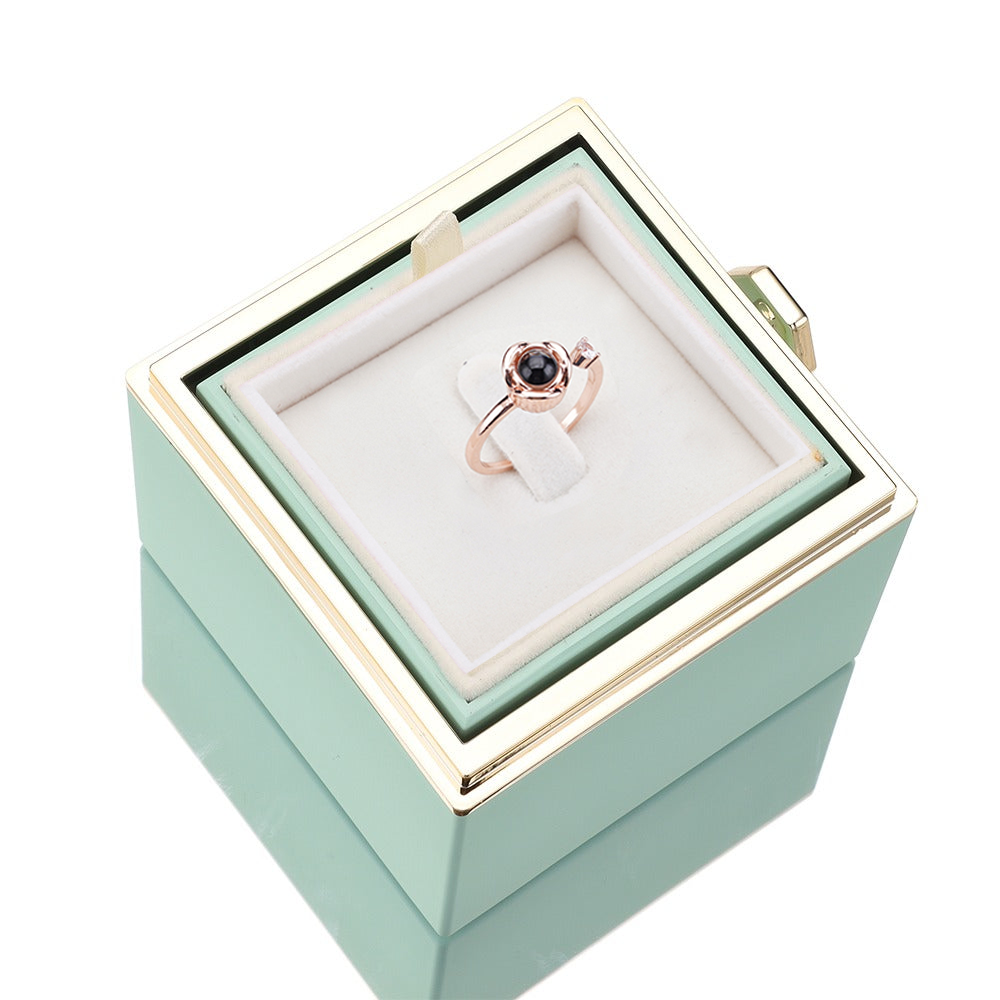 Scatola per rose eterne - con anello di proiezione e rosa vera