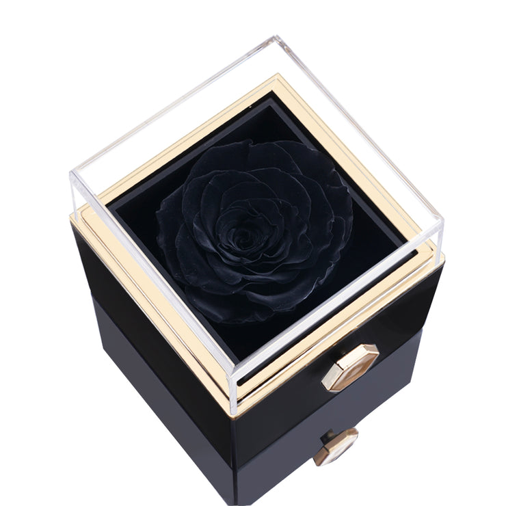 Caja de Rosa Eterna - Con Collar Grabado y Rosa Real.