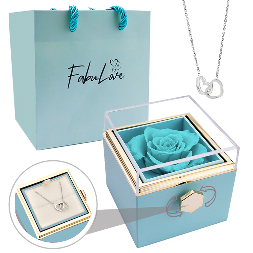 Eternal Rose Box - W/ Engraved Necklace & Real Rose – FabuLove