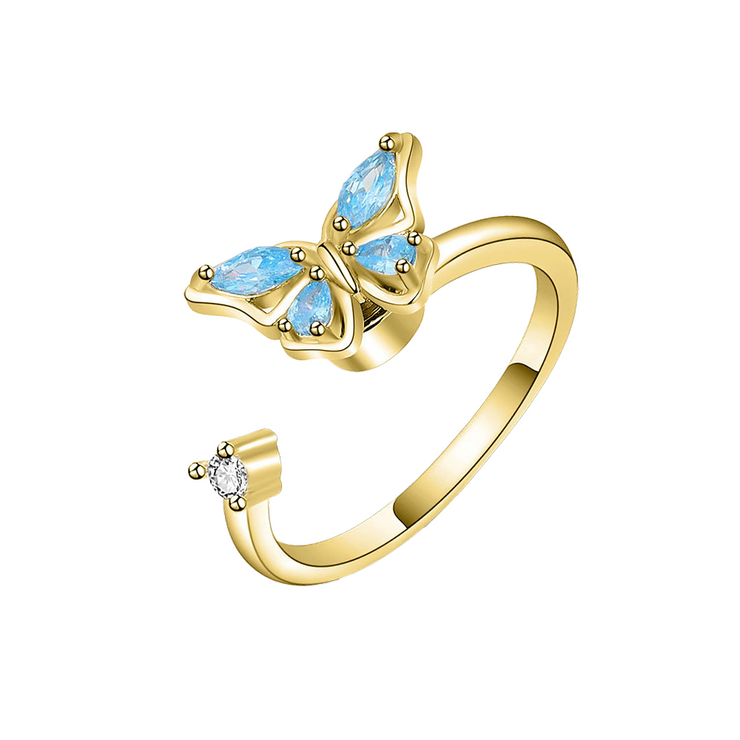 Bague papillon bleu