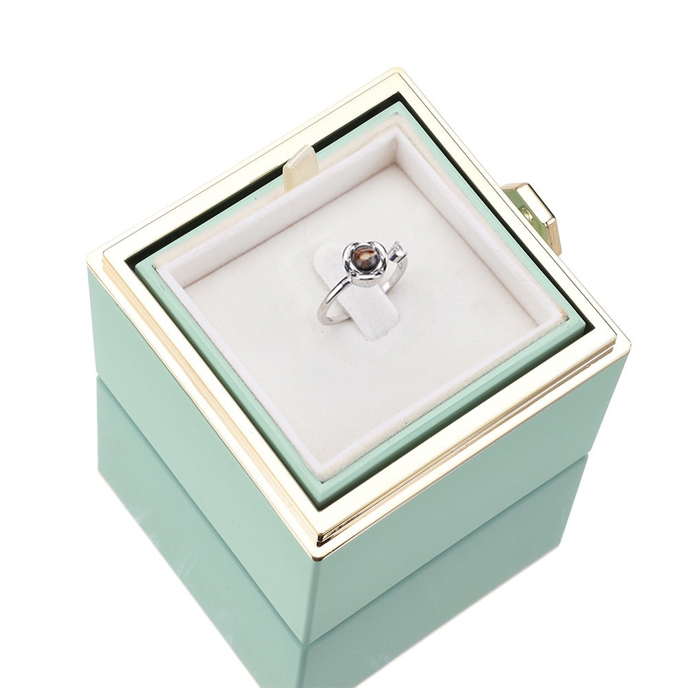 Scatola per rose eterne - con anello di proiezione e rosa vera