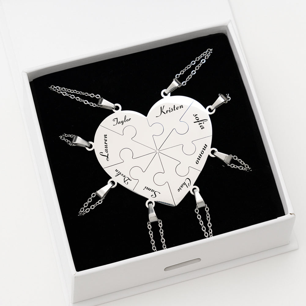 Collar de corazón con rompecabezas personalizado