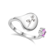 Birth Month Flower and Birthstone Ring