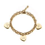 Pulsera personalizada con corazón grabado, con 1 a 5 dijes