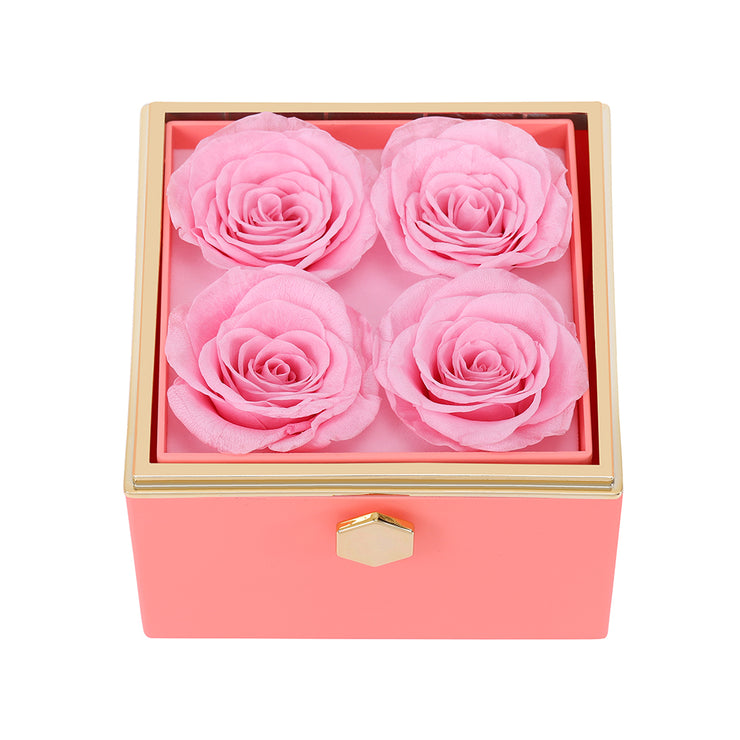 Eternal Rose Box - M/ Graveret Halskæde & Ægte Rose