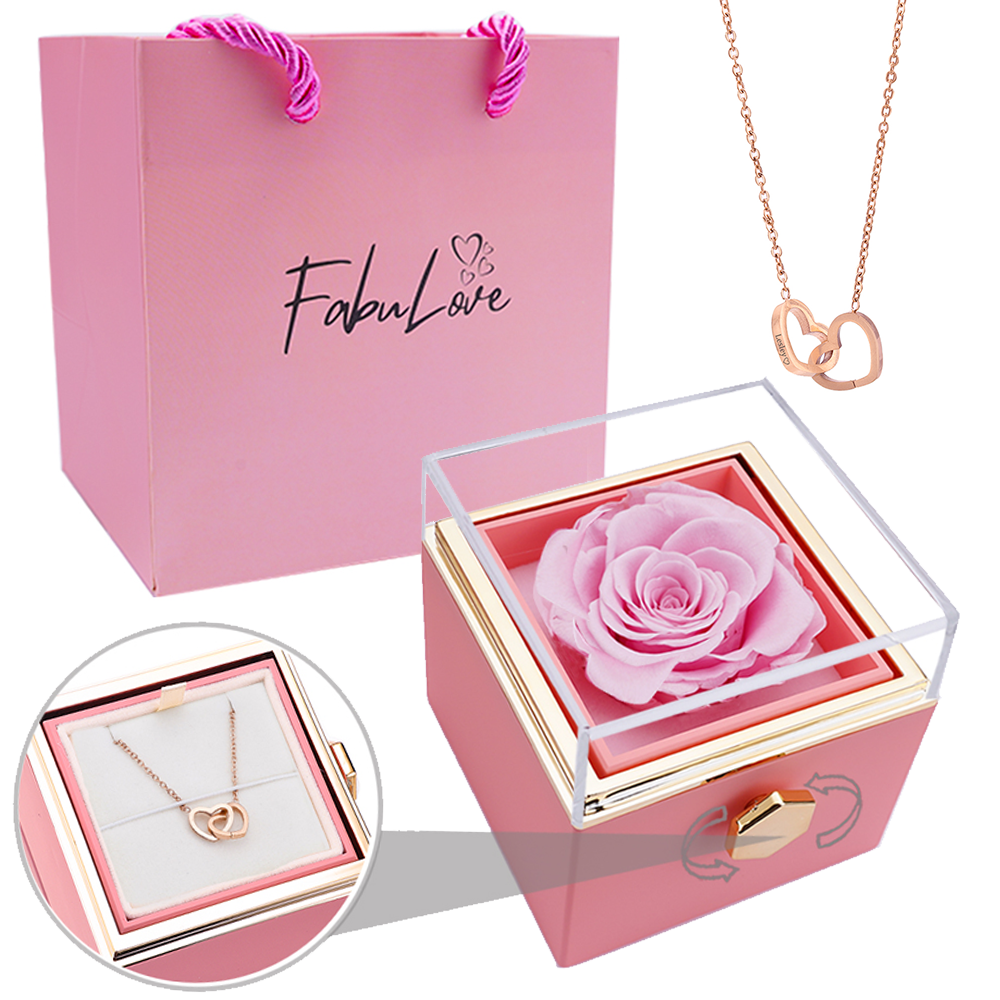 Eternal Rose Box - W/ Engraved Necklace & Real Rose – FabuLove