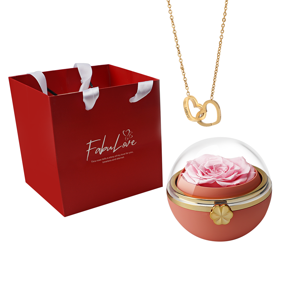 Eternal Roses Menu Eternal Rose Round Box - W/ Engraved Necklace & Real Rose – FabuLove
