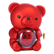 Wieczny Miś z Różą - z wygrawerowanym naszyjnikiem