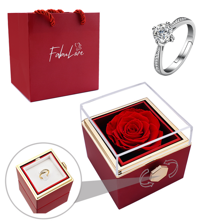 Eternal Rose Box - M/ S925 Ring & Ægte Rose – FabuLove