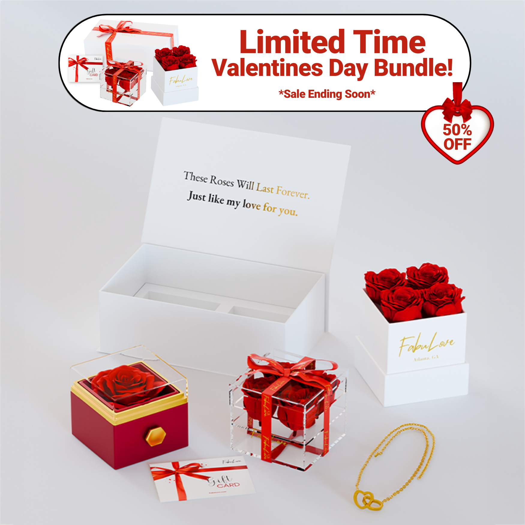 Valentines Day Eternal Rose Box Bundle – FabuLove